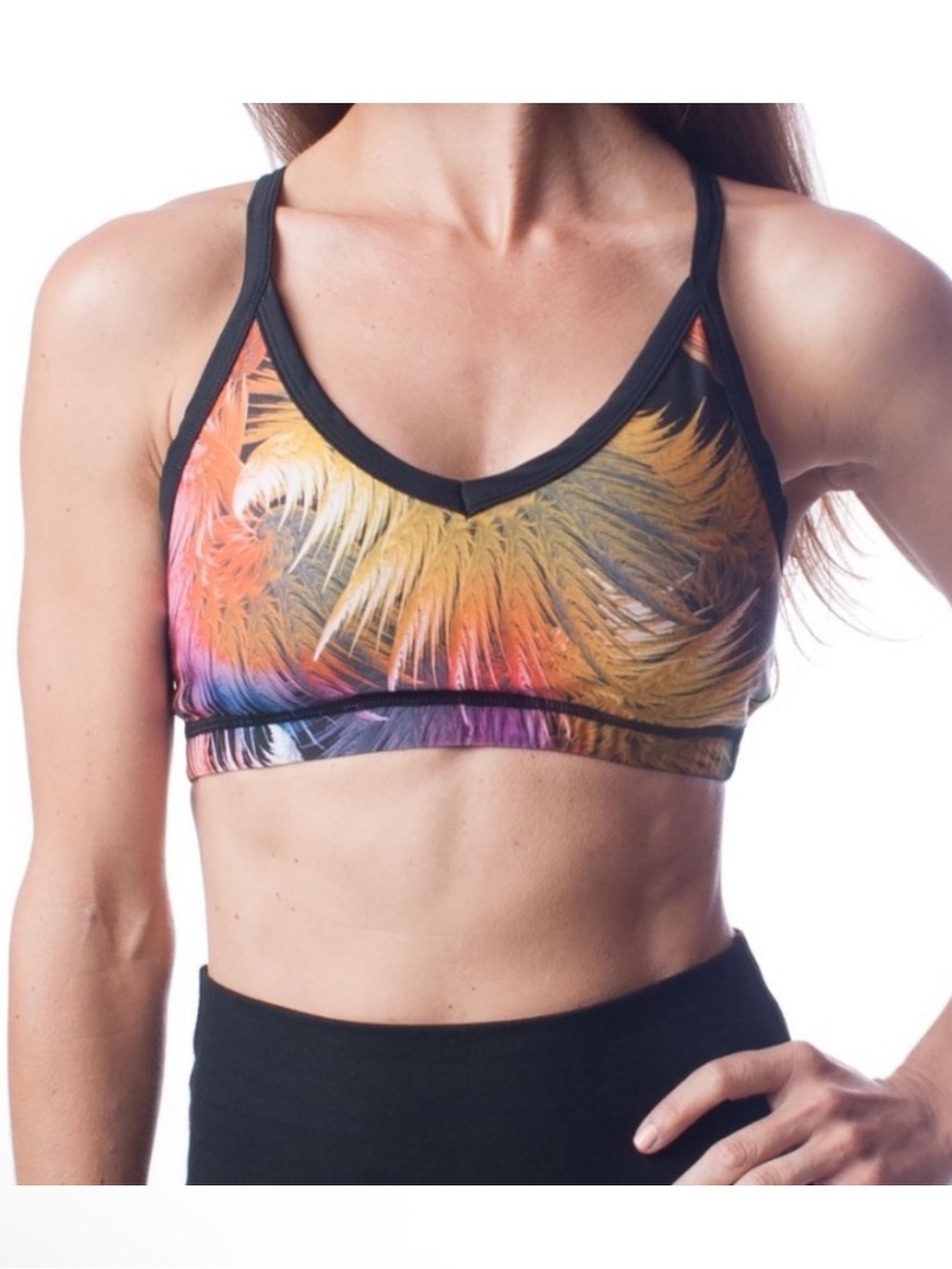 Emily Hsu Designs Firebird Sports Bra Cross Back Yoga Gym Workout Size Small